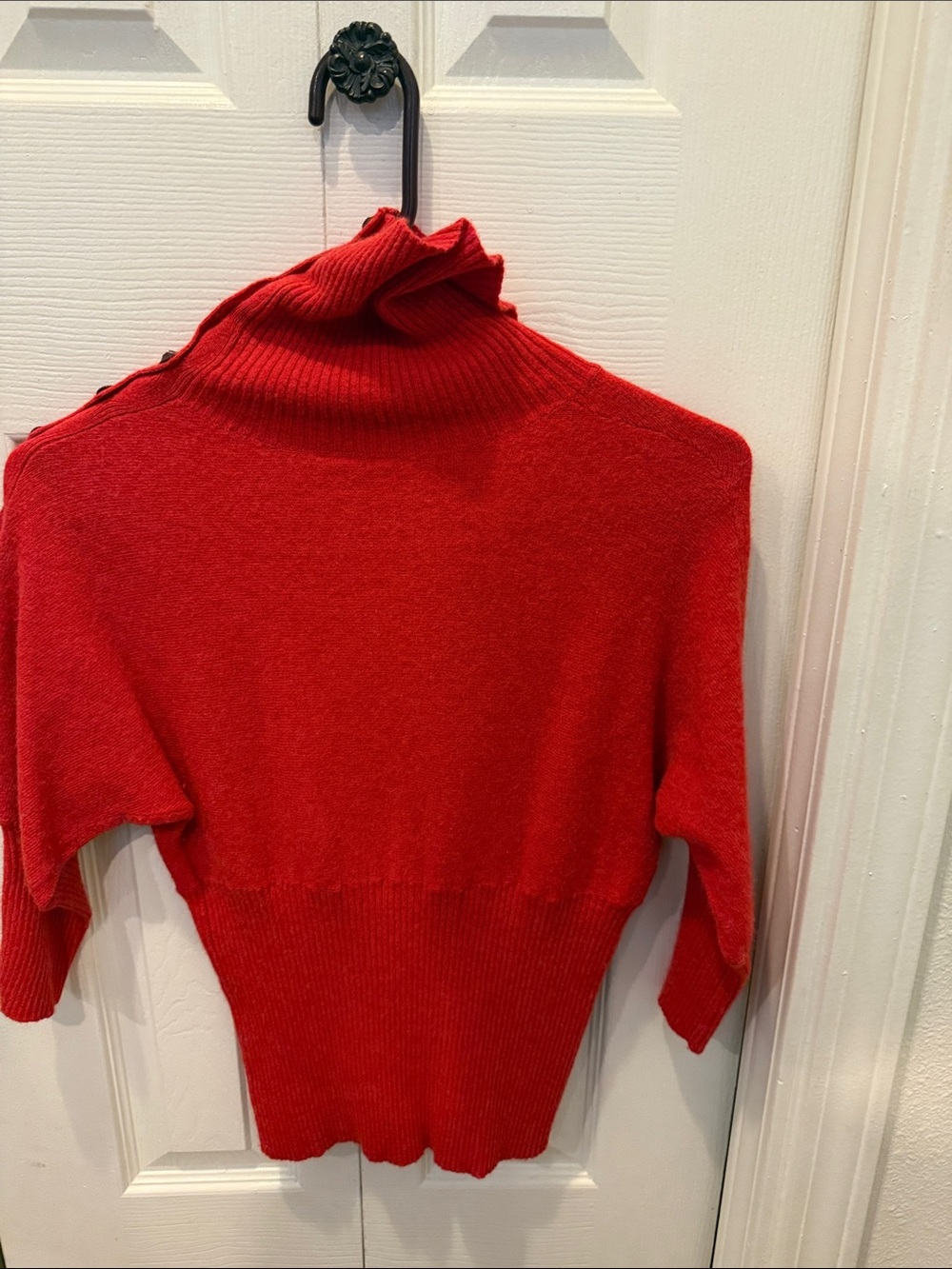 Moth Orange/Red Ribbed Turtleneck Batwing Sweater